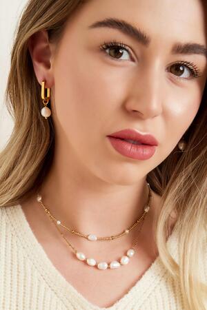 Halskette Perlen und Perle Gold Edelstahl h5 Bild2